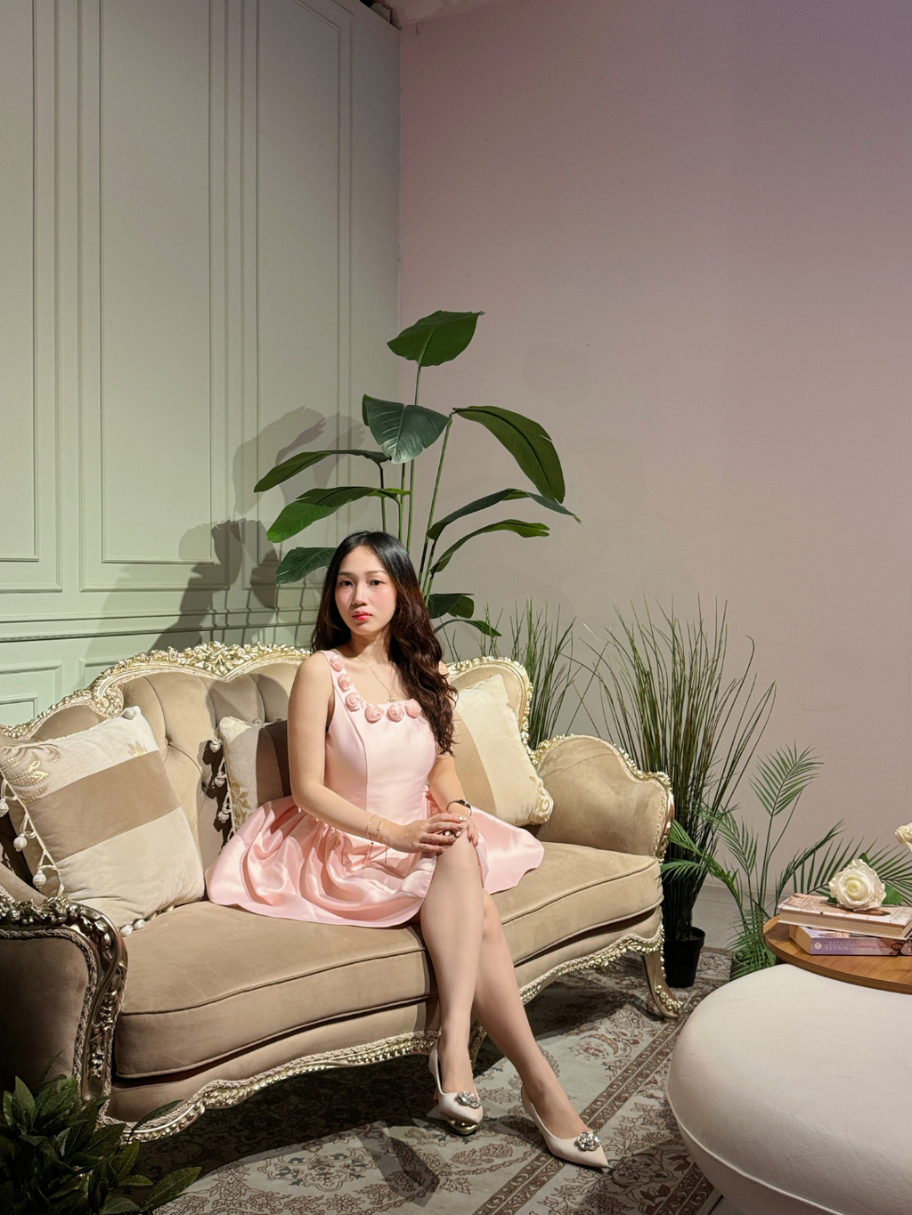 Yumi | Rose Petal Satin Bubble Dress